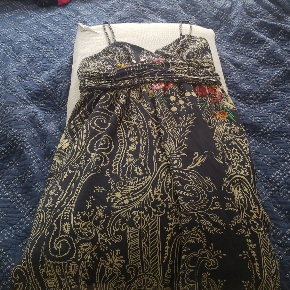 Navy Blue with floral Print Summer Dress